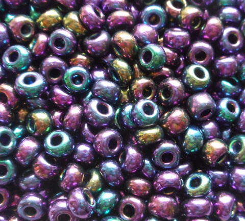 One pkg 24 grams Purple Iris Czech 6/0 large glass seed beads, size 6 Preciosa Rocaille 4mm spacer beads, large, big hole C5524 - Glorious Glass Beads