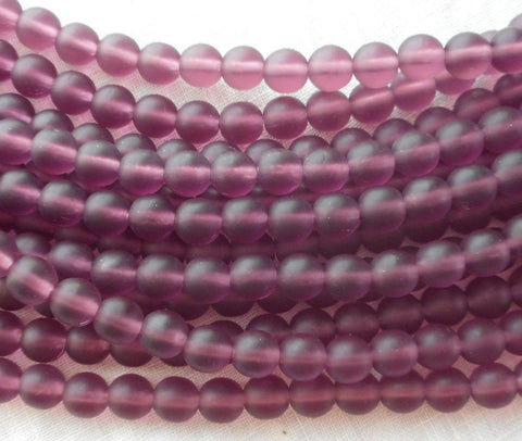 Fifty 6 mm Czech glass Matte Amethyst, purple, druk beads, C4801 - Glorious Glass Beads